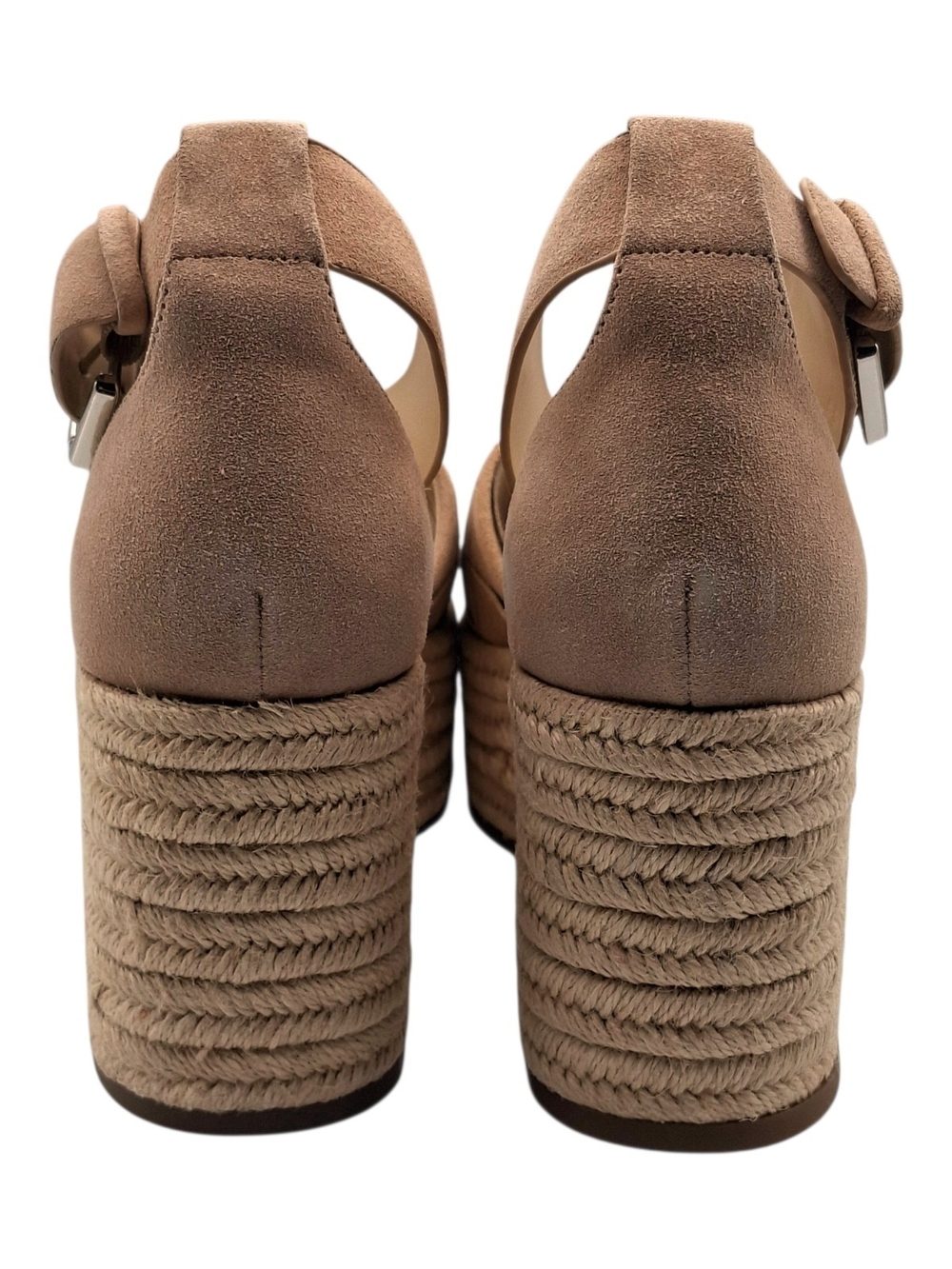 Marc Fisher Woven Ankle-Strap Wedge Sandal in Light Natural Suede Size 9.5 - Picture 3 of 6